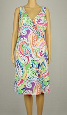 Ralph Lauren Womens Purple Multi Faux Wrap Paisley Print Crepe Dress 4 8 10 12