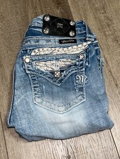 MISS ME Girls Bermuda Jean Shorts Studded CZ Wing Pocket Detail Size 14