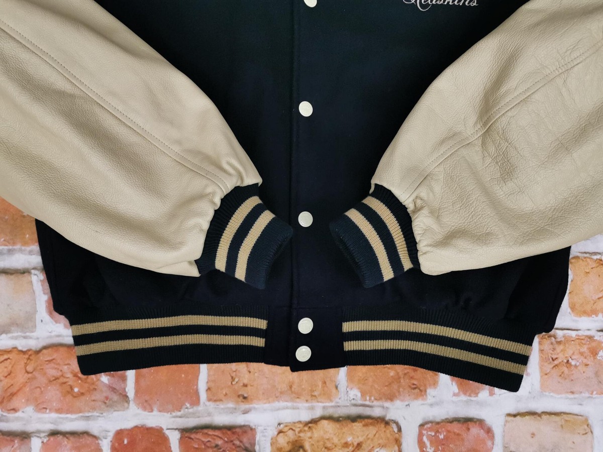 Veste Varsity Vintage Redskins - Bleu Marine Et Beige - Taille L - Cuir Et Polaire