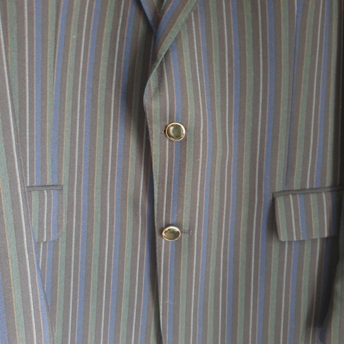 Vtg Brook Taverner Blazer Boating Jacket Sz 42 L Navy Green Black Stripe - Picture 4 of 8