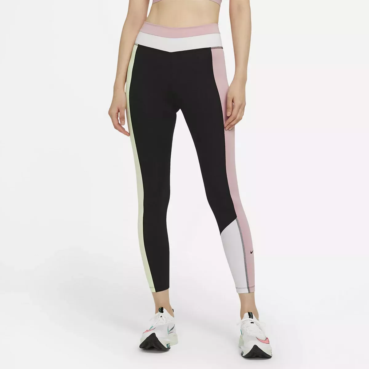 NIKE Women's ONE Tight-Fit Mid-Rise Colorblock 7/8 Training