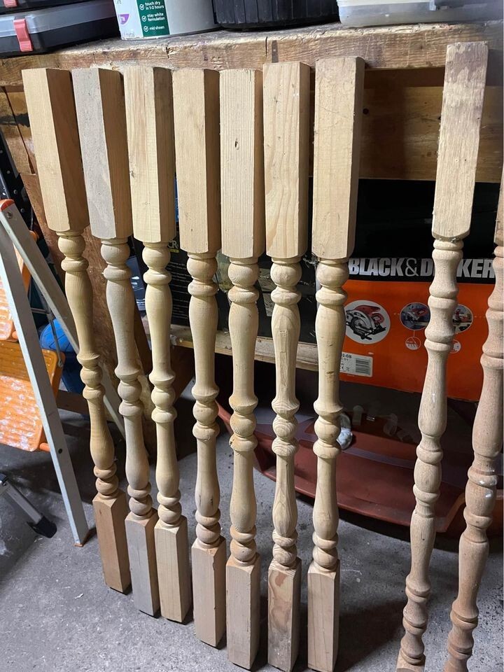 9 wooden stair spindles eBay