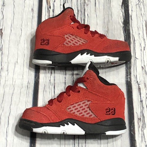 Toddler Nike Air Jordan 5 Retro Raging Bull Red 2021 (TD) 440890-600 Size 4c - 第 1/8 張圖片