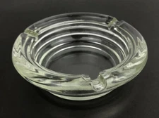 Vintage 4” Round Thick Clear Heavy Glass Beehive Style 3 Placeholder Ashtray