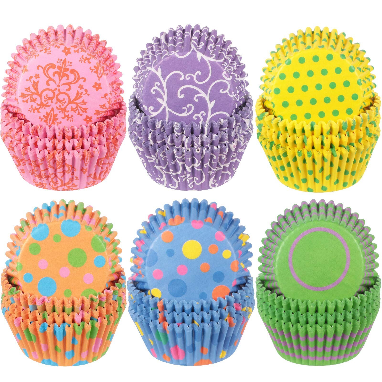 600-Piece Colorful Curls Cupcake Liners for Seasonal Baking