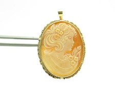 14K Oro Giallo Vintage Estate Antico Cammeo Spilla O Ciondolo 4.5 Grammi Regalo