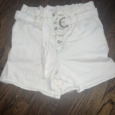 Free People Women's Size 4 Cindy Utility Paper Bag Waist Button-Fly Shorts