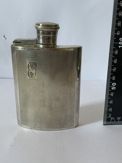 Vintage Art Deco Nouveau Hip Flask Silver Plated Antique Modernist Retro MCM Era