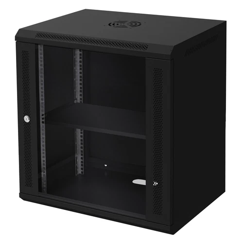 Armoire serveur 19" boîtier réseau murale noir en acier rack 12U 600x450x635 mm