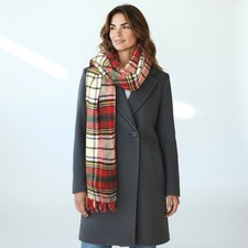 Vintage Wool Plaid Scarf 12" x 58" Tartan Preppy LightAcademia Campy Cottage