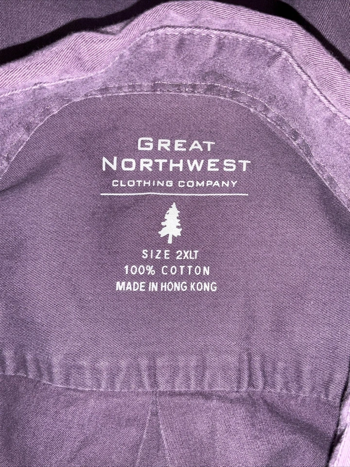 Camisa de manga larga con botones Great Northwest Clothing Co para hombre 2XLT púrpura. 11177 Foto 3 de 3