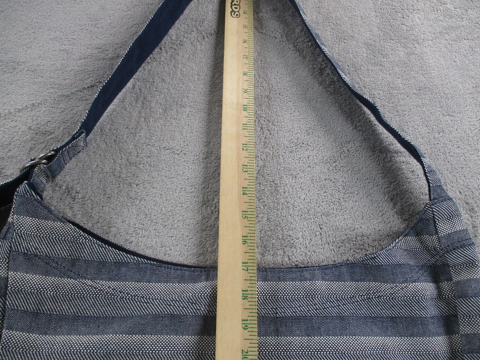 Conjunto de bolso bandolera Thirty-One retro Metro para mujer azul gris a rayas Foto 4 de 4