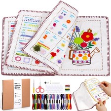 Embroidery Stitch Book Kit for Beginners and Sewing Lovers, Portable Embroide...
