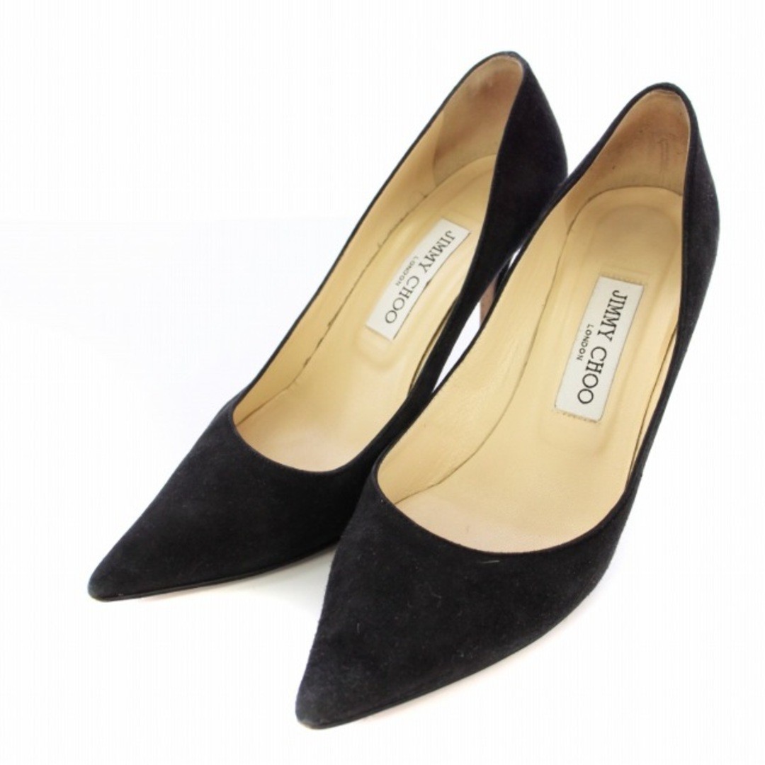 JIMMY CHOO Pumps Pointed Toe Heel Suede 36.5 Black TK Used