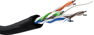 Goobay 57196 CAT 5e Outdoor Netzwerkkabel, U/UTP, Schwarz, 100 m - CCA Kupfergem