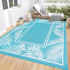 Waterproof Outdoor Rug 5'x8' Reversible Boho Plastic Straw Patio Deck Camping...