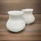 Vintage White Milk Glass Hobnail Hurricane Kerosene Oil Lamp 2 Shades Chimney 5”