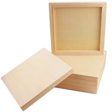 6 Pack 8 x 8 Inch Wood Panel Boards, Unfinished Wooden Canvas Panels Boards f...