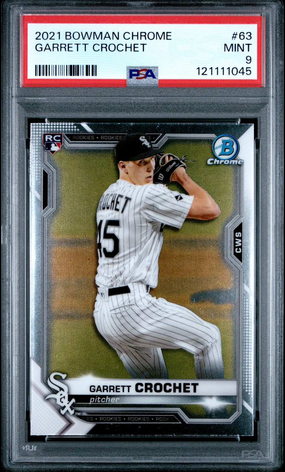 2021 BOWMAN CHROME #63 GARRETT CROCHET ROOKIE RC PSA 9