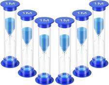 One Minute Sand Timer, 6Pcs Blue Mini Glass Hourglass Timer 1 Minute Sand Clock