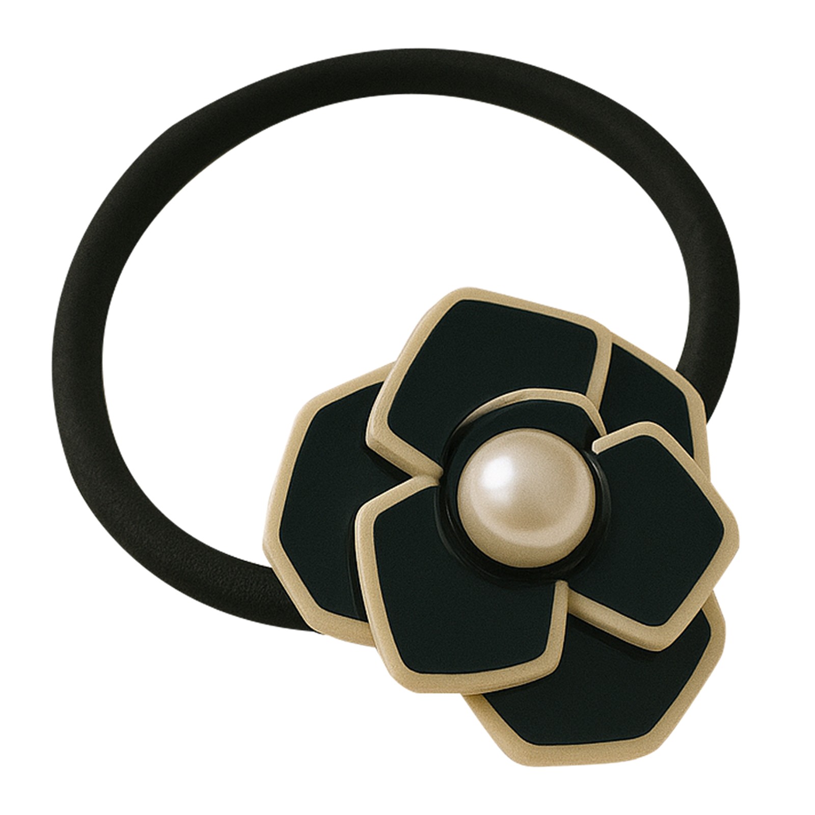 Elástico Casual para Cabello con Flor Irise Perlado con Borde Fino Depurado