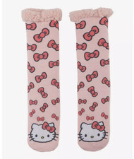 Sanrio Hello Kitty Bows Cozy Slipper Socks NWT