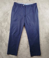 Peter Millar Crown Summer Comfort Blue Polyester EB78 Flat Front Pants 34x30