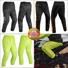 Oxford Rainseal Motorcycle Bike All Weather Over Trousers Hi-Vis Black Yellow