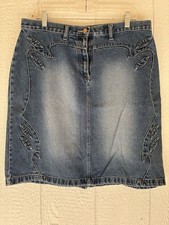 Vintage Faded Glory Western Denim Skirt 14 100 Percent Cotto