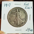 antique Vintage 1917 Liberty Walking Half Dollar 50C Fine Circulated