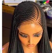 Adomac 051 Black One Curved Synthetic Braided Wig Easy Styling