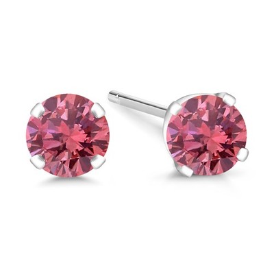 0.33 Cttw Fancy Deep Pink Lab Grown Diamond Stud Earrings in 14K White Gold for