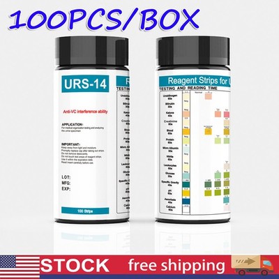 100 Strips/Box 14-in-1 Urinalysis Strips 14 Parameters Urine Test Strips US