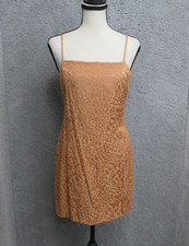 Urban Outfitters Animal Print Slip Dress Womens M Brown Jacquard Satin Mini Y2K