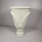 Vtg Haeger Pottery Palm Leaf Urn Vase White