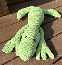 Handmade Crochet Stuffed Lizard Or Alien Green In Color Very Soft 2 Ft Tall