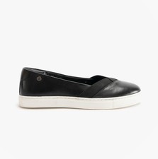 Image of Hush Puppies Tiffany Womens Leather Slip-On Black/White Ballerina & Pumps
