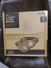 Hampton Bay 11in Brushed Nickel Flush Mount Ceiling Light Glass Shade 2-Pack 