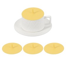 3Pcs Silicone Cup Covers, 3.94" Teardrop Universal Cup Lids Reusable, Yellow