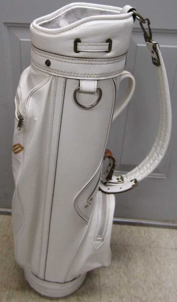Bolsa de carrinho de golfe vintage Lady Cobra 3 vias couro sintético branco com alça de ombro - Imagem 4 de 4