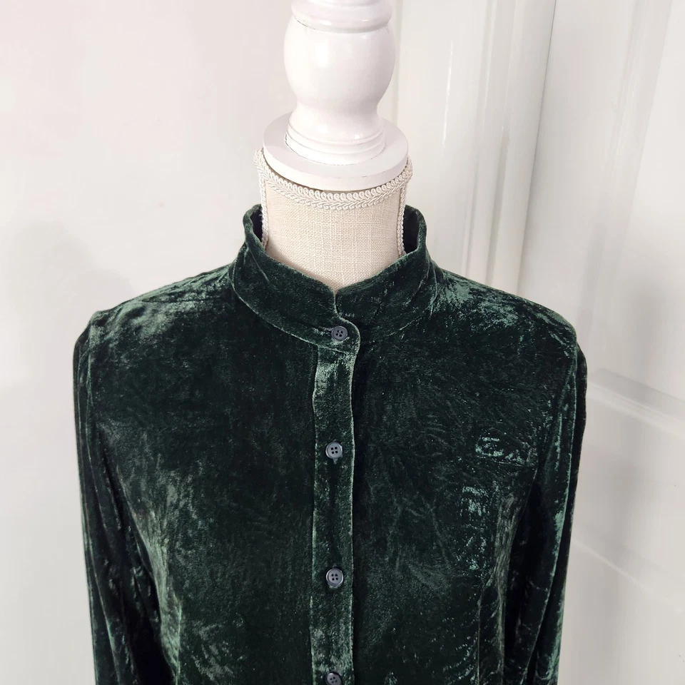 Top Lafayette 148 para mujer M terciopelo verde romántico Navidad vacaciones tonos joya Foto 2 de 4