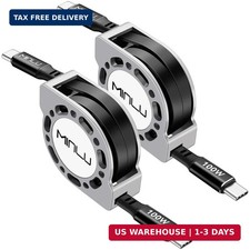 Retractable USB C to USB C Cable 4 Ft, 2Pack ,100W USBC 5A Fast Charging Cord, U