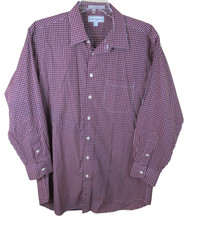 Paul Fredrick Trim Fit Cotton Dress Shirt Men's Size 17.5-33 Non-Iron Check
