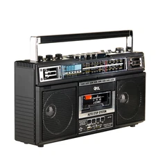 QFX J-230BT(220BT) Retro AM/FM Radio+Rechargeable+Cassette MP3 Converter