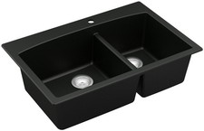 Karran USA QT-711 Quartz QT 33" Drop In Double Basin Quartz - Black