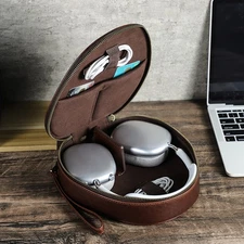 Genuine Leather Case For Apple AirPods Max Headphone Travel Box Hard Storage Bag