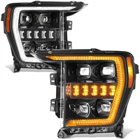 Fit 21-23 Ford F-150 Sequential 3D LED Bar Projector Black Clear Headlights (For: More than one vehicle)