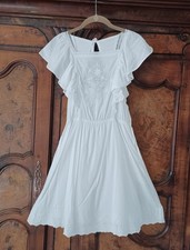 🌿🌸 OLD NAVY BOHO COTTAGECORE WHITE RUFFLED EMBROIDERY DRESS SIZE SMALL 🌸🌿