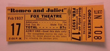 RARE 1937 Full Movie Ticket Romeo & Juliet Fox Theatre Centralia WA Vintage