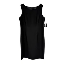 Kasper Sheath Dress Womens Size 14 Black Sleeveless Classic Professional Career